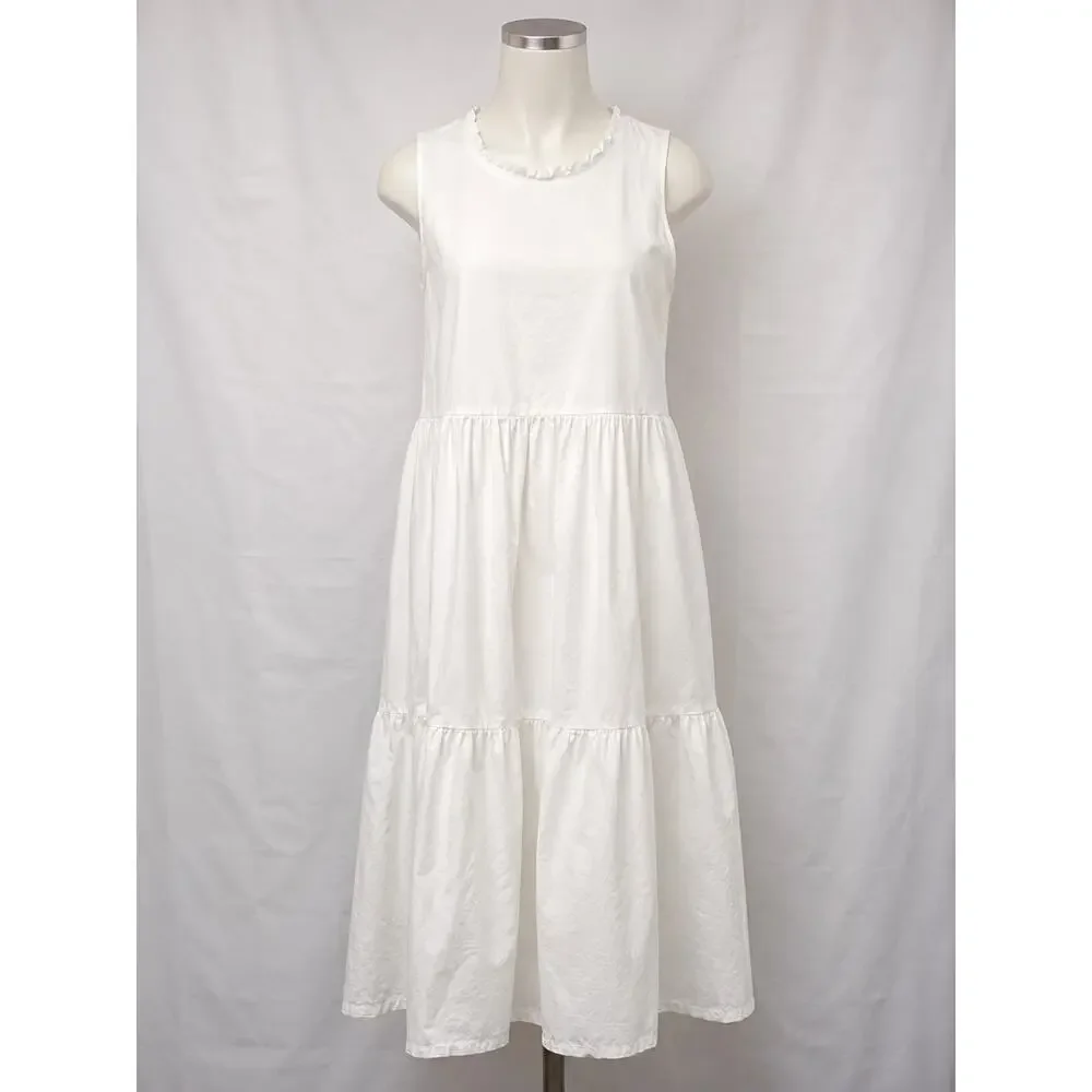 J.Crew White Tiered Midi Dress Size 8 - Picture 2 of 11
